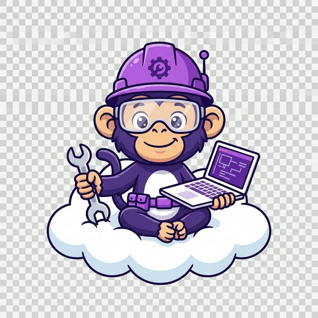 Monkeys Cloud mascot fixing things